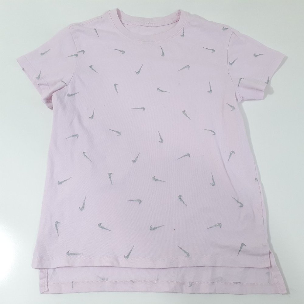 Nike Womens Pink Short Sleeve Side Slit Crew Neck Pullover T Shirt Size Large